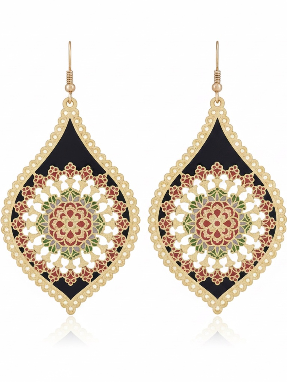 Womens Golden Flower Drip‎ Oil Earrings